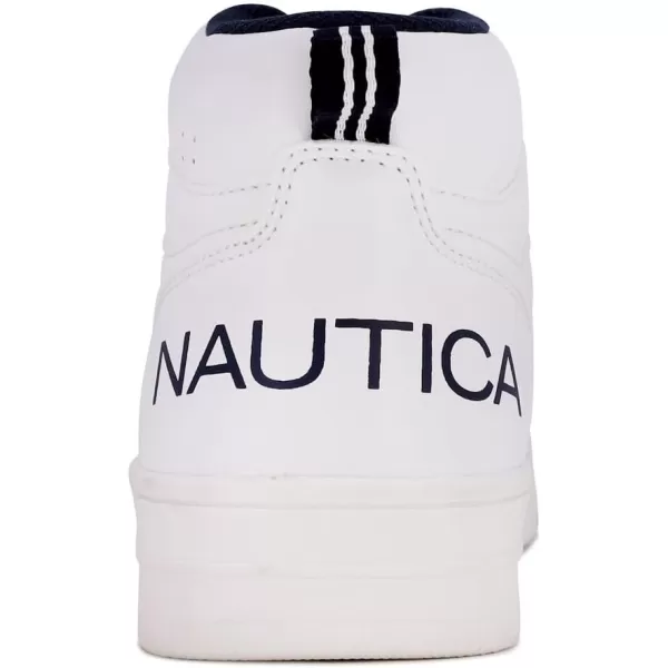 NAUTICA Kids Horizon Sneaker LaceUp Fashion Shoe BootLike High Top for Boys and Girls Big KidLittle Kid SizesWhite Smooth