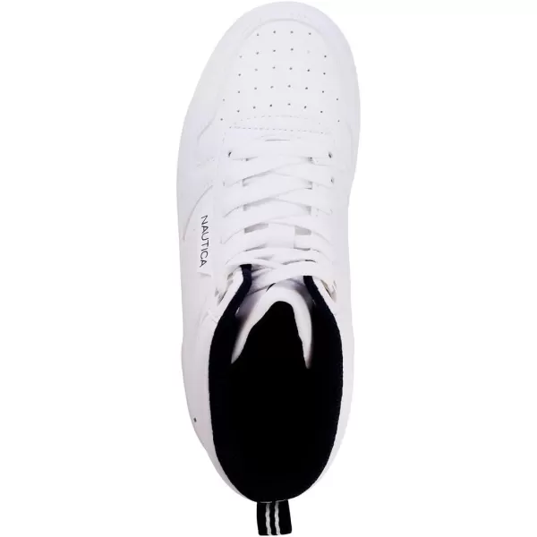 NAUTICA Kids Horizon Sneaker LaceUp Fashion Shoe BootLike High Top for Boys and Girls Big KidLittle Kid SizesWhite Smooth