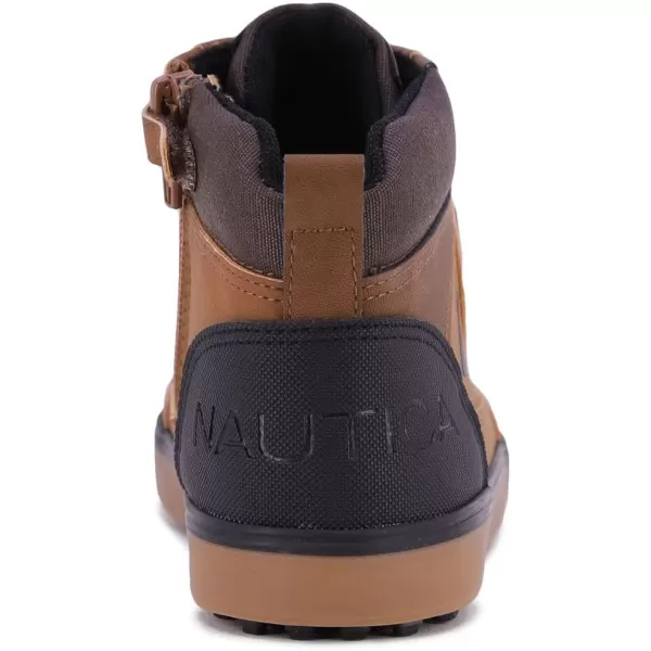 NAUTICA Kids Sneaker LaceUp Fashion Shoe with BootLike High Top Design for Boys and Girls Big KidLittle Kid Sizes  HorizonDark Tan Brown