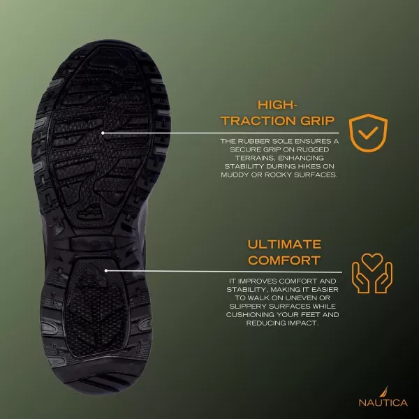 NAUTICA Mens Hiking Shoes Durable Trekking Trail  LowHeight NonSlip Traction Grip Boots for Indoors  Outdoors Adventures Traveling BackpackingBlack Olivemesa
