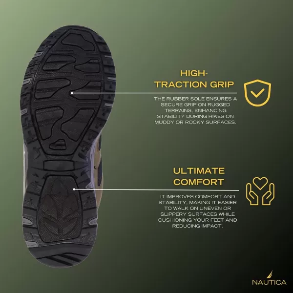 NAUTICA Mens Hiking Shoes Durable Trekking Trail  LowHeight NonSlip Traction Grip Boots for Indoors  Outdoors Adventures Traveling BackpackingBlack Oliveclovis