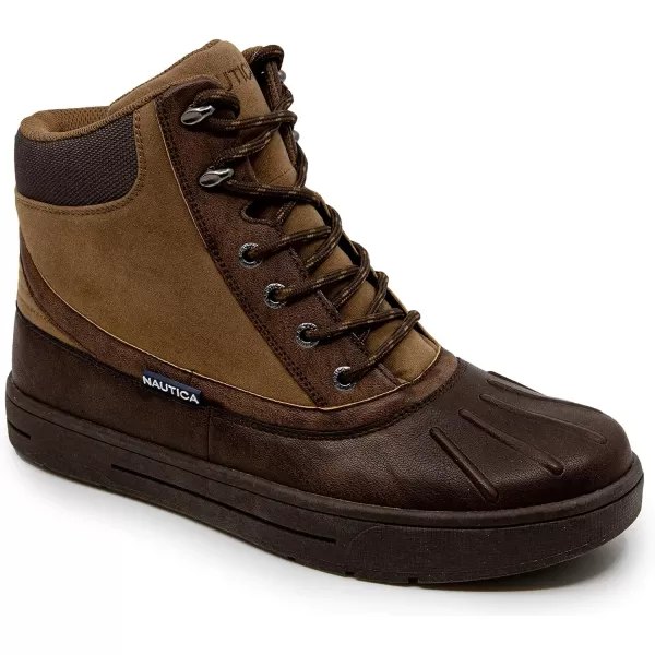 NAUTICA Mens WeatherResistant Snow Insulated Duck Boot  LaceUp Ankle Boots New BedfordWideMedium WidthTan