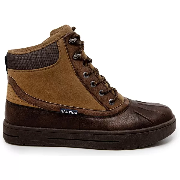 NAUTICA Mens WeatherResistant Snow Insulated Duck Boot  LaceUp Ankle Boots New BedfordWideMedium WidthTan