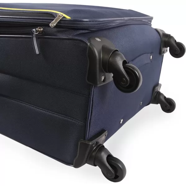 NAUTICA Seascape Collection 4pc Softside Luggage Set BlackBlueNavyYellow