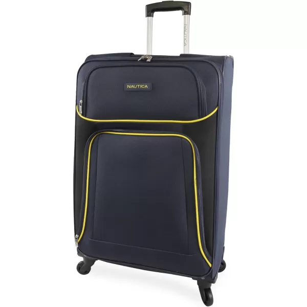 NAUTICA Seascape Collection 4pc Softside Luggage Set BlackBlueNavyYellow