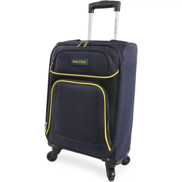 NAUTICA Seascape Collection 4pc Softside Luggage Set BlackBlueNavyYellow