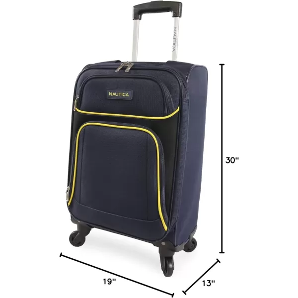 NAUTICA Seascape Collection 4pc Softside Luggage Set BlackBlueNavyYellow