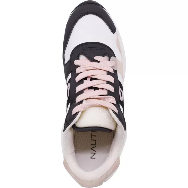 NAUTICA Women Fashion Sneaker LaceUp Jogger Running Shoe Casual Walking SneakerAlohablack White Blush