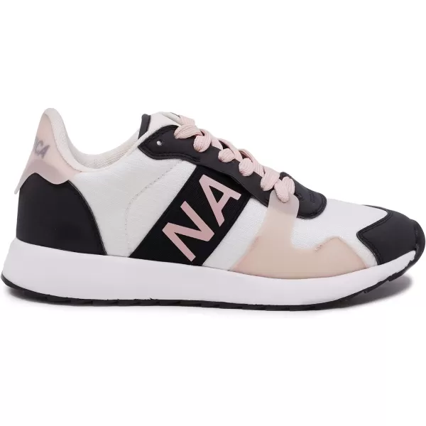 NAUTICA Women Fashion Sneaker LaceUp Jogger Running Shoe Casual Walking SneakerAlohablack White Blush