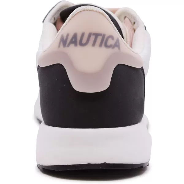 NAUTICA Women Fashion Sneaker LaceUp Jogger Running Shoe Casual Walking SneakerAlohablack White Blush