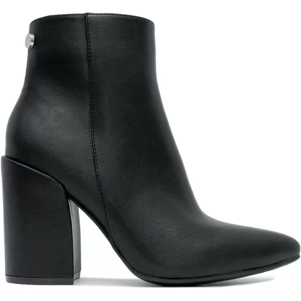 NAUTICA Womens Block Heel Ankle Bootie Pointed Toe Mid Side Zipper Winter BootYevaBlack