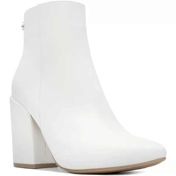 NAUTICA Womens Heeled Ankle Bootie with Pointed Toe Block Heel and Side Zipper for Winter  YevaWhite