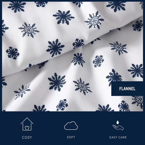 Nautica  King Sheets Brushed Flannel Bedding Set Soft amp Cozy Bedroom Decor Harmead KingSnowflake Toss Full