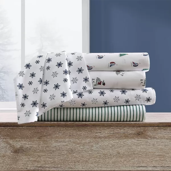Nautica  King Sheets Brushed Flannel Bedding Set Soft amp Cozy Bedroom Decor Harmead KingSnowflake Toss King