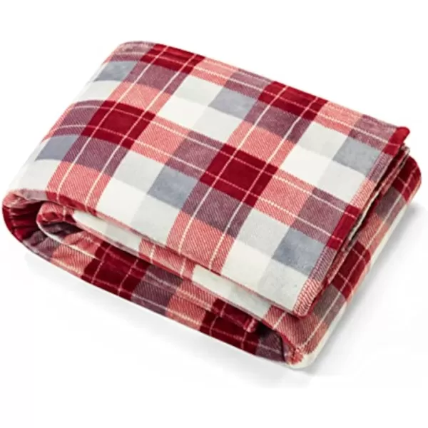 Nautica  Queen Blanket Super Soft Plush Fleece Bedding Warm amp Cozy Home Decor Lewes Grey QueenTwin Red