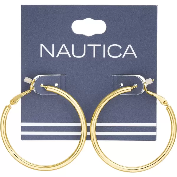 Nautica 14K Gold Plated Alloy 40mm Hoop Earrings for WomenYellow