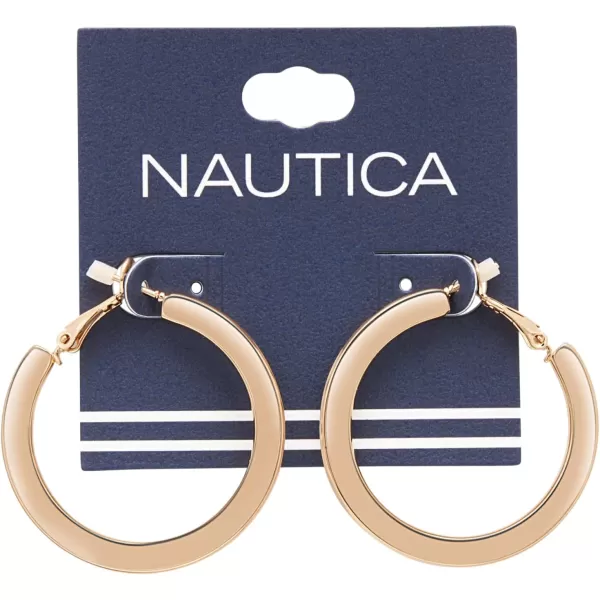 Nautica 14K Gold Plated Alloy Clip On Huggie Hoop Earrings for WomenFlattened