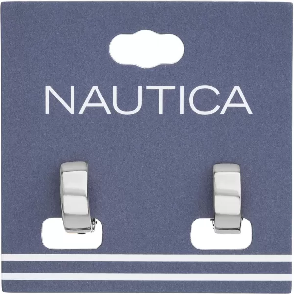 Nautica 14K Gold Plated Alloy Clip On Huggie Hoop Earrings for WomenWhite