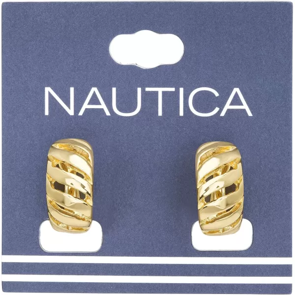Nautica 14K Gold Plated Alloy Clip On Huggie Hoop Earrings for WomenYellow