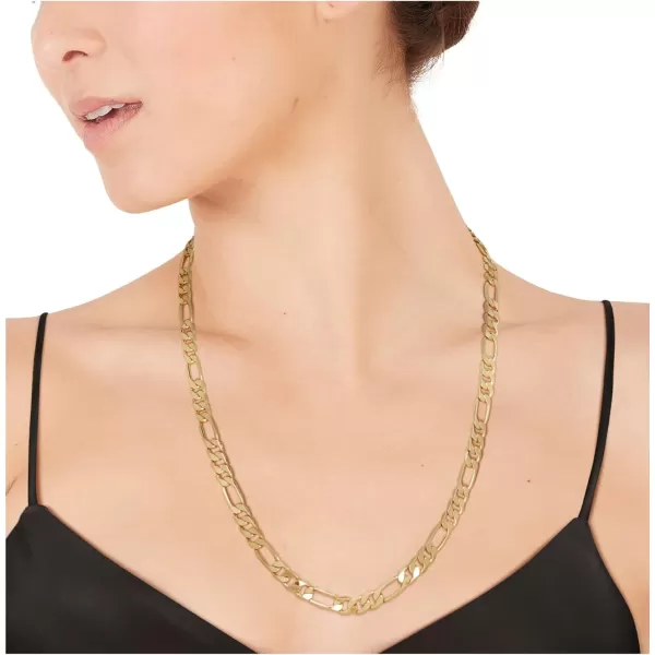 Nautica 14K Gold Plated Brass Necklace  Figaro Flat Link Curb Chain Necklace for Men and Women24 in 7 mm