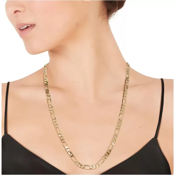 Nautica 14K Gold Plated Brass Necklace  Figaro Flat Link Curb Chain Necklace for Men and Women30 in 7 mm
