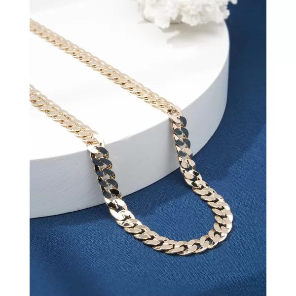 Nautica 14K Gold Plated Brass Necklace  Miami Cuban Flat Link Curb Chain Necklace for Men and Women16 in 10 mm