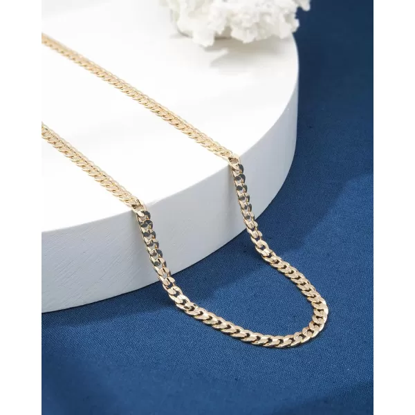 Nautica 14K Gold Plated Brass Necklace  Miami Cuban Flat Link Curb Chain Necklace for Men and Women16 in 6 mm