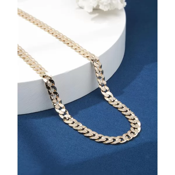 Nautica 14K Gold Plated Brass Necklace  Miami Cuban Flat Link Curb Chain Necklace for Men and Women18 in 10 mm