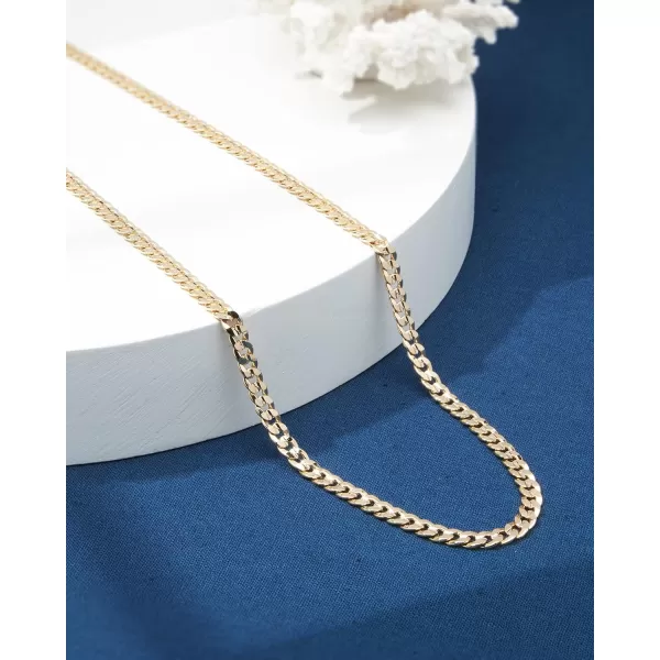 Nautica 14K Gold Plated Brass Necklace  Miami Cuban Flat Link Curb Chain Necklace for Men and Women18 in 6 mm