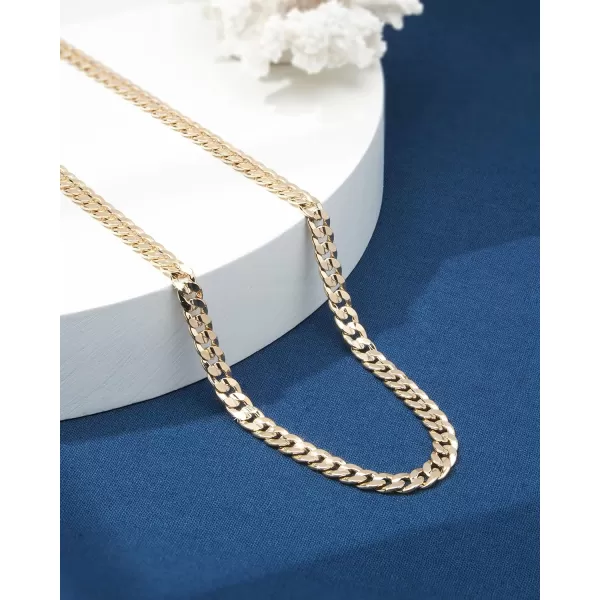 Nautica 14K Gold Plated Brass Necklace  Miami Cuban Flat Link Curb Chain Necklace for Men and Women18 in 8 mm