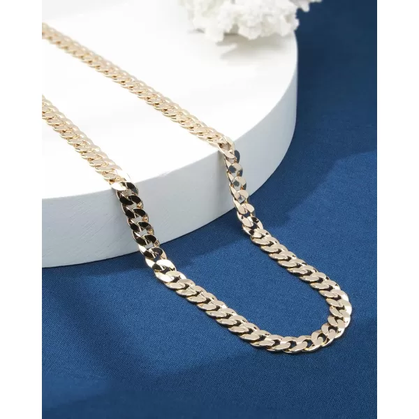 Nautica 14K Gold Plated Brass Necklace  Miami Cuban Flat Link Curb Chain Necklace for Men and Women20 in 10 mm