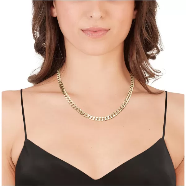 Nautica 14K Gold Plated Brass Necklace  Miami Cuban Flat Link Curb Chain Necklace for Men and Women20 in 8 mm