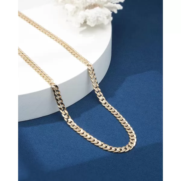 Nautica 14K Gold Plated Brass Necklace  Miami Cuban Flat Link Curb Chain Necklace for Men and Women20 in 8 mm