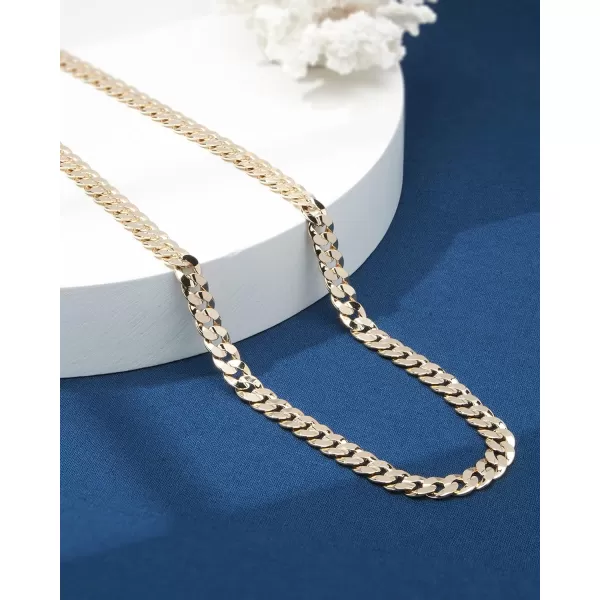 Nautica 14K Gold Plated Brass Necklace  Miami Cuban Flat Link Curb Chain Necklace for Men and Women24 in 10 mm