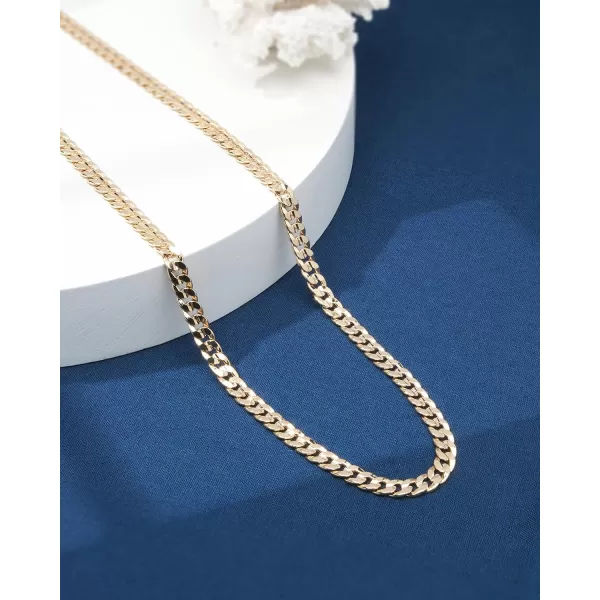 Nautica 14K Gold Plated Brass Necklace  Miami Cuban Flat Link Curb Chain Necklace for Men and Women24 in 8 mm