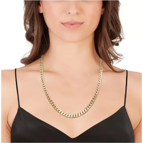 Nautica 14K Gold Plated Brass Necklace  Miami Cuban Flat Link Curb Chain Necklace for Men and Women24 in 8 mm