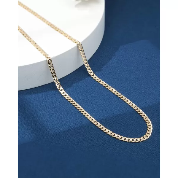 Nautica 14K Gold Plated Brass Necklace  Miami Cuban Flat Link Curb Chain Necklace for Men and Women30 in 6 mm