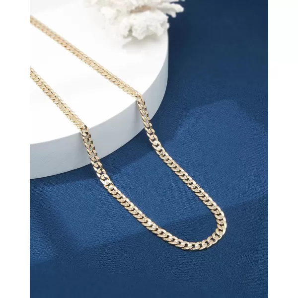 Nautica 14K Gold Plated Brass Necklace  Miami Cuban Flat Link Curb Chain Necklace for Men and Women30 in 8 mm