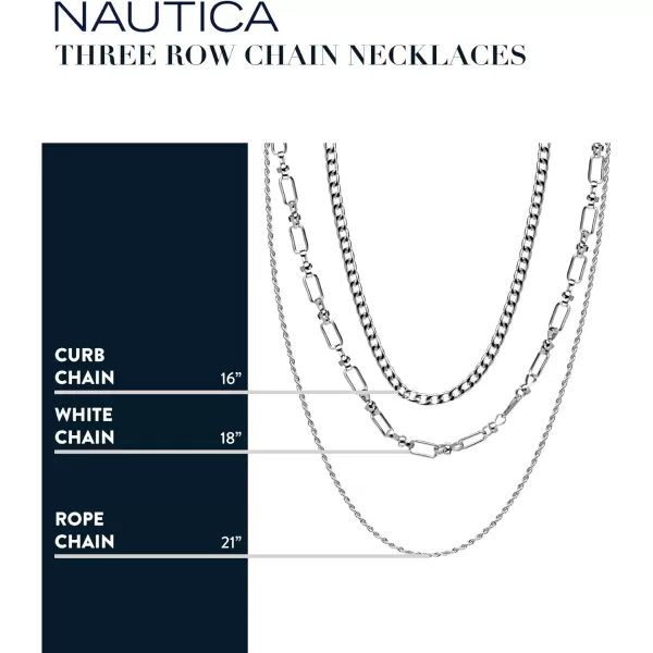 Nautica 14K Gold Plated Brass Necklace  Three Row Layered Statement Chain Necklace for WomenWhite Curb ChainRope