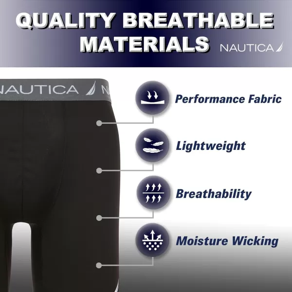 Nautica 3Pack Mens Base Layer Short Breathable Performance Compression Shorts Men Under Layer Thigh Chafing PreventionBlack