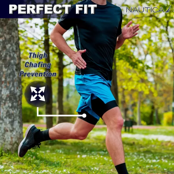 Nautica 3Pack Mens Base Layer Short Breathable Performance Compression Shorts Men Under Layer Thigh Chafing PreventionNavy