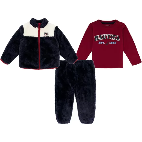 Nautica Baby Boys 3 Piece Jacket Pant Top SetNavy  Scarlet  Egret