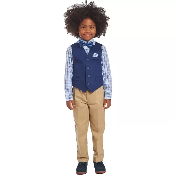 Nautica Baby Boys 4Piece Set with Dress Shirt Vest Pants and TieFlag Blue