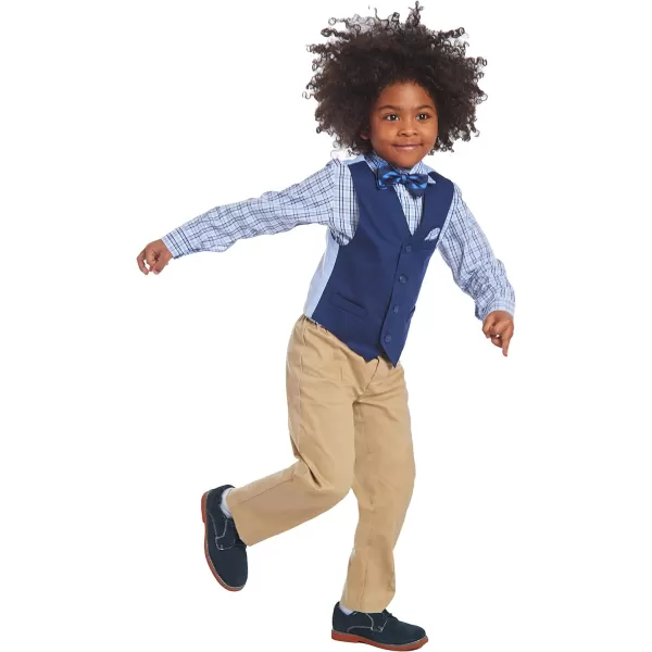 Nautica Baby Boys 4Piece Set with Dress Shirt Vest Pants and TieFlag Blue