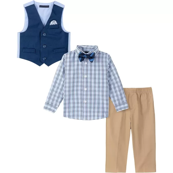 Nautica Baby Boys 4Piece Set with Dress Shirt Vest Pants and TieFlag Blue