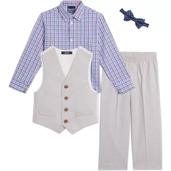 Nautica Baby Boys 4Piece Set with Dress Shirt Vest Pants and TieLight Stone
