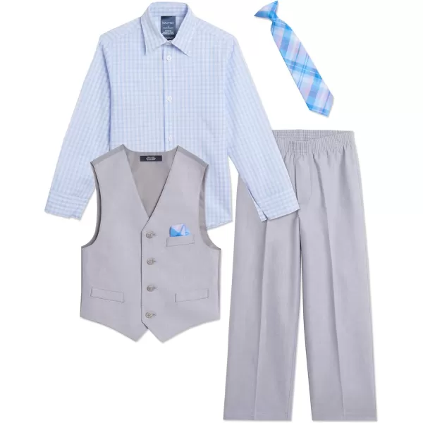 Nautica Baby Boys 4Piece Set with Dress Shirt Vest Pants and TieMouse Grey