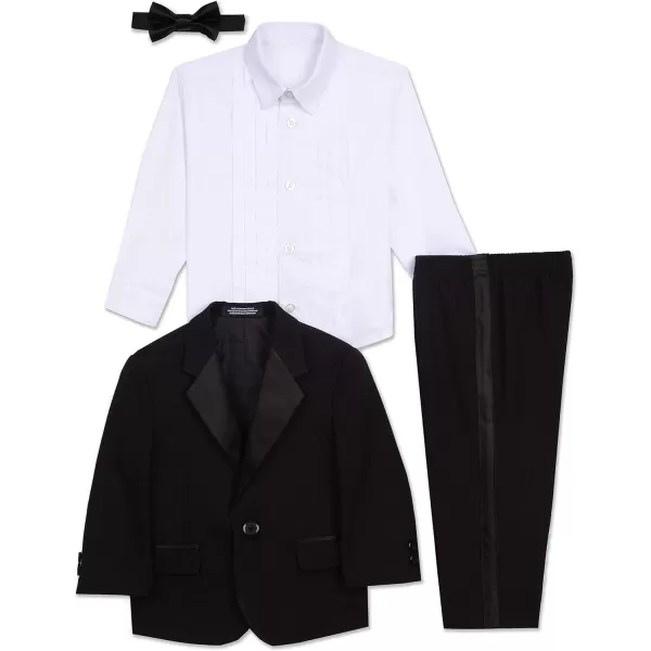 Nautica Baby Boys 4Piece Tuxedo with Dress Shirt Bow Tie Jacket and PantsBlack Tuxedo