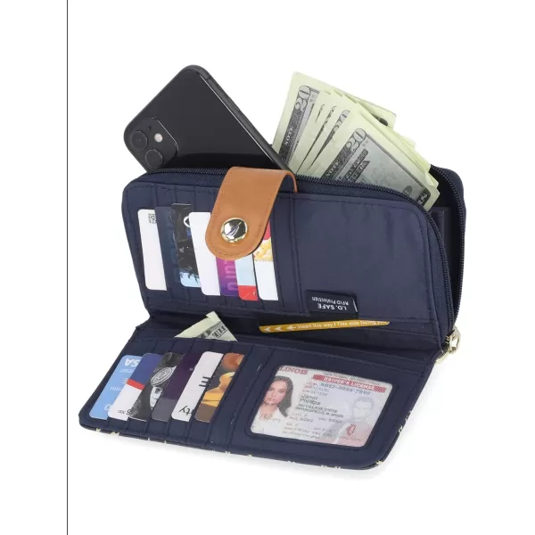 Nautica Be Shore Womens Wallet RFID Blocking Zip Around Clutch Black BuffAnchor Aweigh