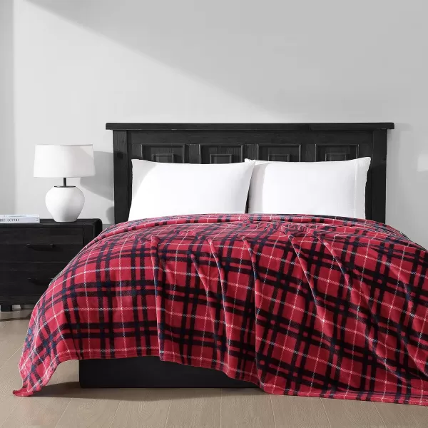 Nautica Blanket Plush Fleece Bedding Home Decor for All Seasons Queen Northsail Plaid NavyKing Winter Tattersall Red